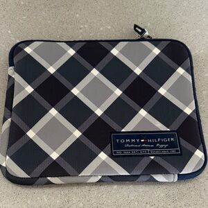 Tommy Hilfiger Blue and Gray Checkered IPad Sleeve, Never used